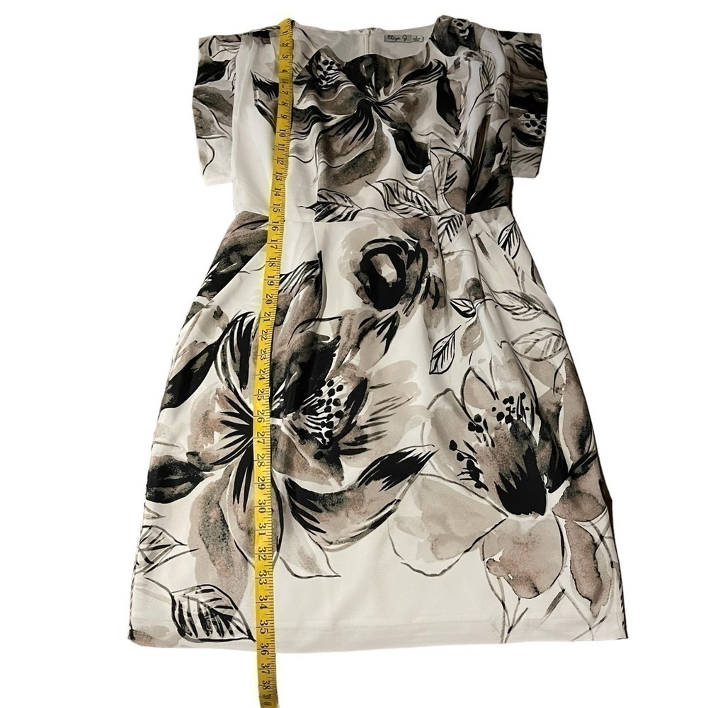 EUC Eliza J watercolour dress, taupe, white, black, size 4. - Picture 5 of 10